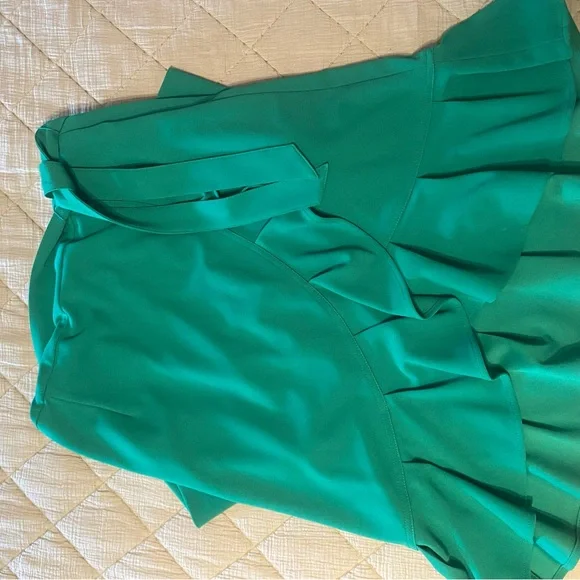 Calvin Klein Green Sheath Dress with Flutter Sleeves - Picture 4 of 4